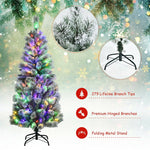 5ft Pre-lit Snow Flocked Christmas Tree with LED Lights and Remote Controller