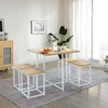 5pcs Compact Dining Table Set with 4 Square Stools & Metal Frame for Small Space Pub Apartment