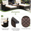 5PCS Rattan Patio Chairs Ottomans Set Wicker Conversation Set with Acacia Wood Top Coffee Table 2 Ottomans Seat & Back Cushions