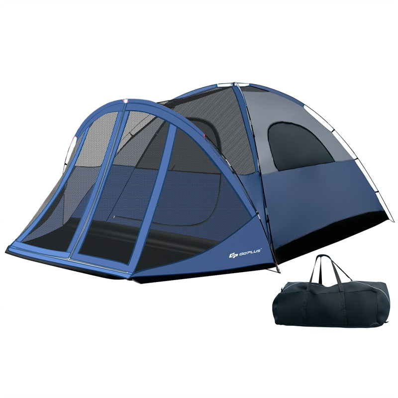 6-Person Portable Dome Camping Tent with Screen Room Porch & Removable Rainfly