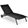 Outdoor Chaise Lounge Chair 6-Position Adjustable Patio Recliner Chair with Wheels for Backyard Pool