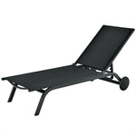 6-Position Adjustable Patio Chaise Lounge Chair Outdoor Beach Recliner with Wheels