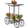6-Tier Outdoor Garden Cart Metal Flower Rack Display Stand with 4 Wheels - Bestoutdor