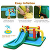 Inflatable Water Slide 6 in 1 Giant Jumping Bounce House Splash Pool with Crawling Tunnel, Pendulum for Kids Backyard Fun Without Blower