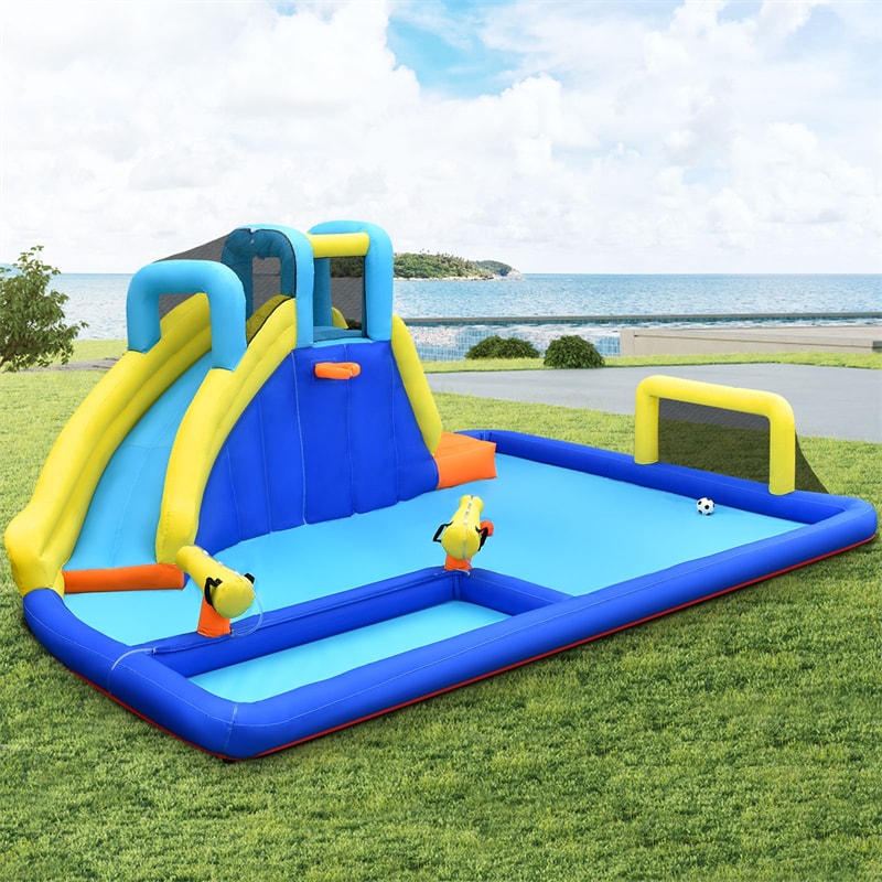 6-in-1 Kids Inflatable Water Slide Water Park Bounce House without Air Blower