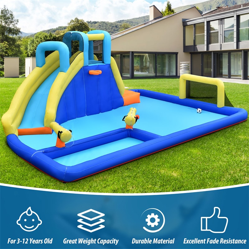 6-in-1 Kids Inflatable Water Slide Water Park Bounce House without Air Blower