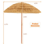 6.5 FT Portable Thatched Tiki Beach Umbrella Patio Umbrella with Tilt Mechanism