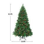 6.5FT Pre-Lit Hinged Christmas Tree 1100 Branch Tips with 450 LED Lights & Metal Stand