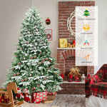 6.5ft Pre-lit Snow Flocked Hinged Artificial Christmas Tree with 450 LED Lights