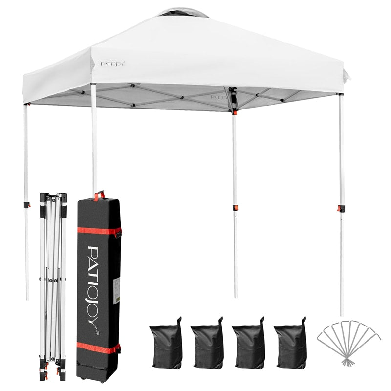 6.6ft x 6.6ft Pop-up Canopy Tent Height Adjustable Commercial Canopy Outdoor Camping Sun Shelter with Roller Bag & 4 Weight Bags