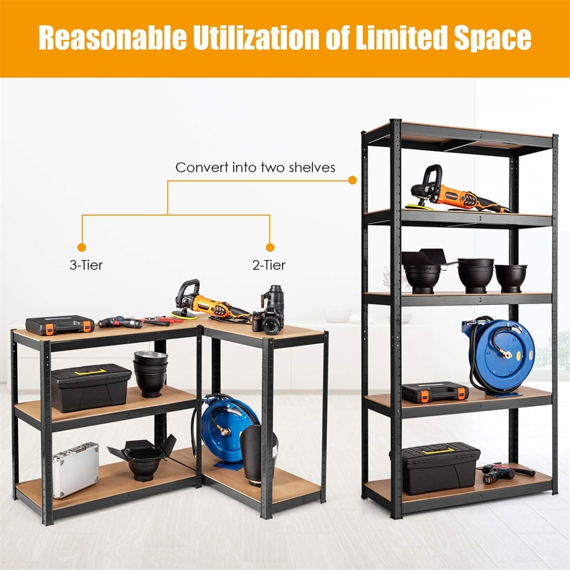 5-Tier Metal Freestanding Shelving Unit 60 Inch Garage Storage Shelves Adjustable Garage Racks Tool Organizer