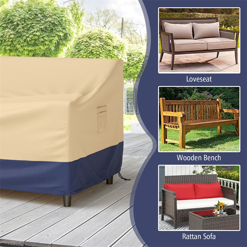 60" x 43" Patio Loveseat Cover Waterproof 2-Seater Outdoor Deep Sofa Cover with Padded Handle Air Vent & Click-Close Straps
