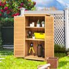 63” Wood Outdoor Storage Cabinet Garden Tool Shed with Double Lockable Doors 3 Shelves Asphalt Roof