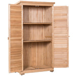 63" Outdoor Wooden Storage Shed Garden Tool Cabinet with Latch Detachable Shelves & Pitch Roof