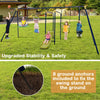 660 lbs Kids Swing Sets 7-in-1 Heavy Duty Backyard Swing Set Outdoor Playset with 2 Swings Glider Basketball Hoop Slide Gym Rings