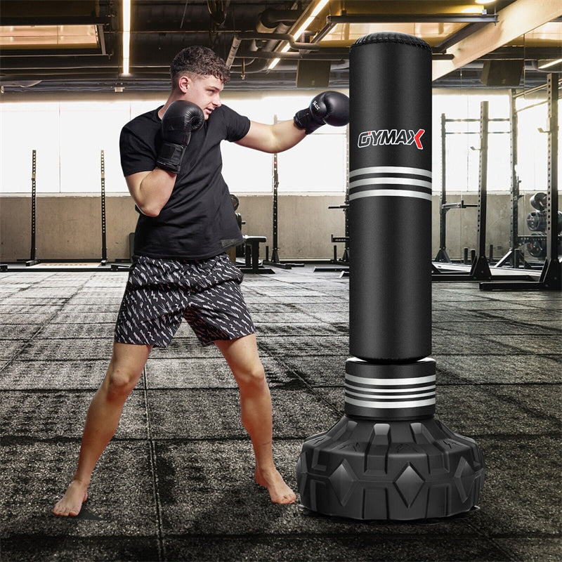 67" Freestanding Punching Bag 220LBS Heavy Boxing Bag Kickboxing Bag with 12 Suction Cup Base Shock Absorber for Adults Youth