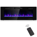 68" Ultra-Thin Electric Fireplace Insert, Recessed Wall Mounted Fireplace with Crystal Log Decoration, Adjustable Flame, Remote Control, ETL Certified
