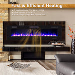 68" Ultra-Thin Electric Fireplace Insert, Recessed Wall Mounted Fireplace with Crystal Log Decoration, Adjustable Flame, Remote Control, ETL Certified