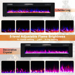 68" Ultra-Thin Electric Fireplace Insert, Recessed Wall Mounted Fireplace with Crystal Log Decoration, Adjustable Flame, Remote Control, ETL Certified