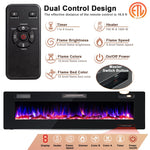 68" Ultra-Thin Electric Fireplace Insert, Recessed Wall Mounted Fireplace with Crystal Log Decoration, Adjustable Flame, Remote Control, ETL Certified
