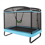 6FT Kids Trampoline with Swing & Safety Enclosure Net, ASTM Approved Toddler Small Trampoline Outdoor Indoor Rectangle Recreational Trampoline