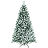 6FT Snow Flocked Christmas Tree Pre-Lit Hinged Artificial Xmas Tree with 928 Branch Tips & Metal Stand