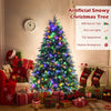 6FT Pre-Lit Artificial Christmas Tree Realistic Hinged Snowy Pine Xmas Tree with 350 Color Changing LED Lights & 11 Flash Modes