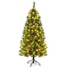 6FT Pre-lit Artificial Hinged Christmas Tree with 250 LED Lights Metal Stand