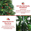 6FT Pre-lit Artificial Hinged Christmas Tree with 250 LED Lights Metal Stand