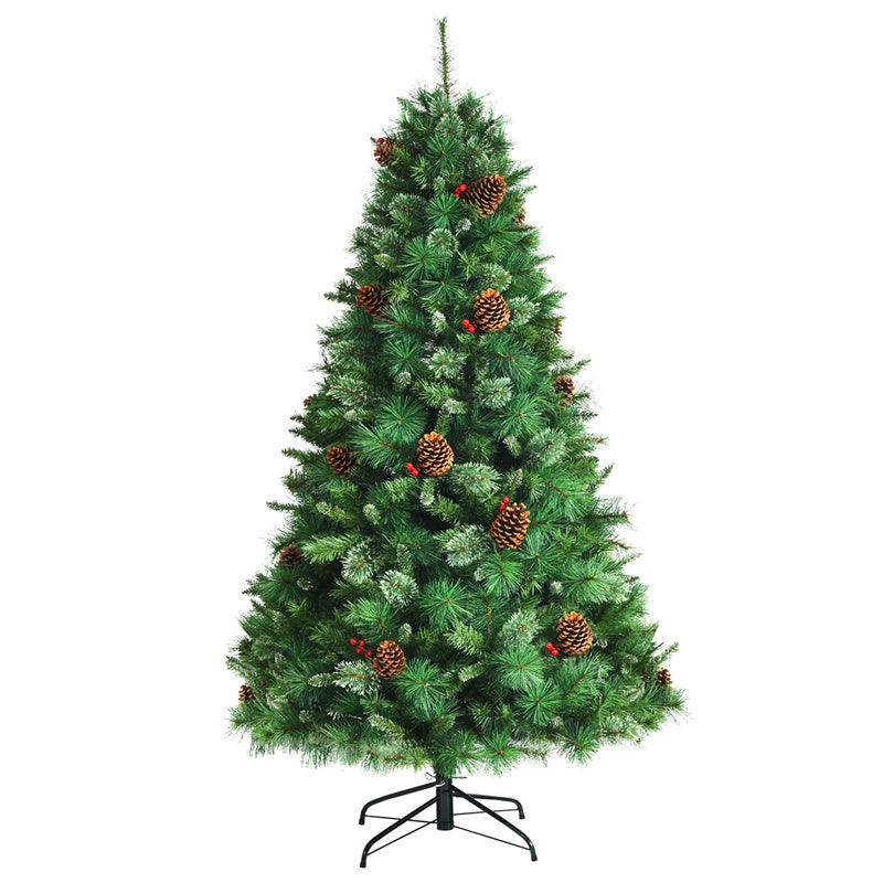 6FT Unlit PVC Artificial Christmas Tree Hinged Pine Tree with Metal Stand