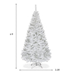 6FT White PVC Hinged Pine Snow-flocked Artificial Christmas Tree with Metal Stand