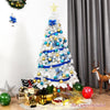 6FT White Christmas Tree Hinged Artificial Xmas Tree Home Holiday Décor with 650 Branches & Metal Stand