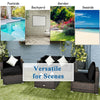 6 PCS Wicker Rattan Patio Sectional Furniture Outdoor Seating Group with Glass Coffee Table & Cushions Sofa Ottoman