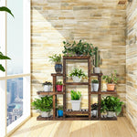 6 Tier Flower Rack Wood Plant Stand Versatile Storage Shelf