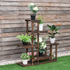 6 Tier Wooden Plant Stand Vertical Carbonized Display Shelf