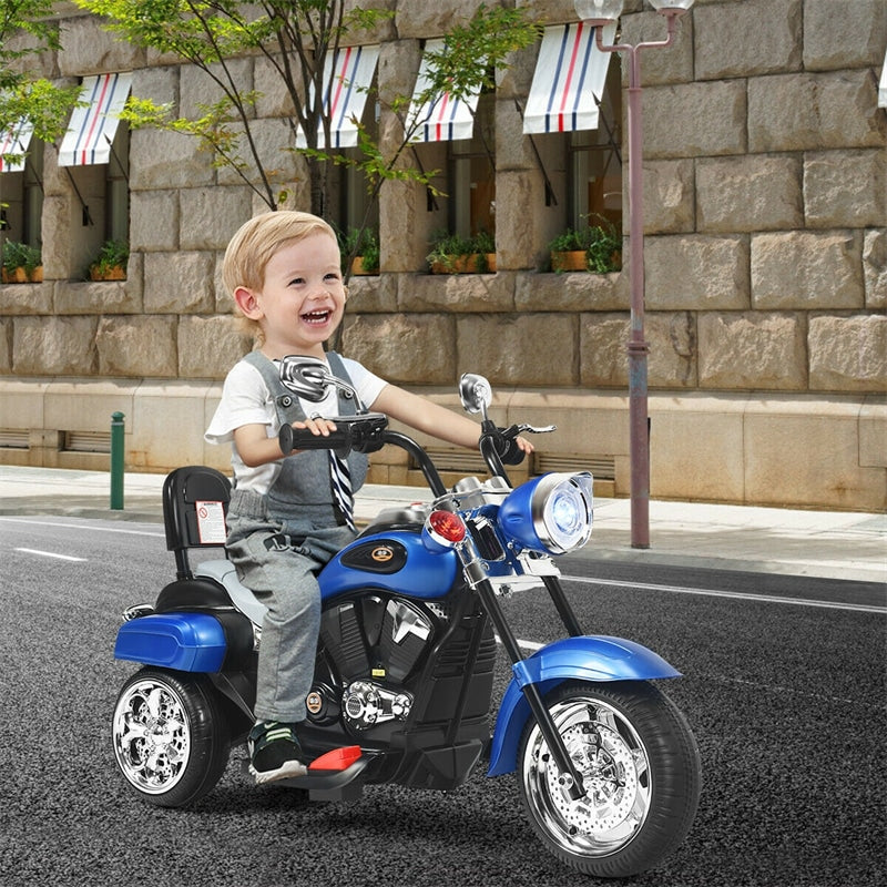 Kids Ride on Chopper Motorcycle 3-Wheel 6V Battery Powered Trike Motorcycle with Headlights