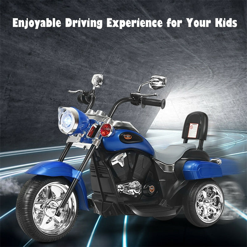 Kids Ride-On Motorcycle, 3-Wheel 6V Battery Powered Chopper Motorcycle with Headlight & Horn, ASTM-Certified Electric Toy for Boys & Girls Gifts