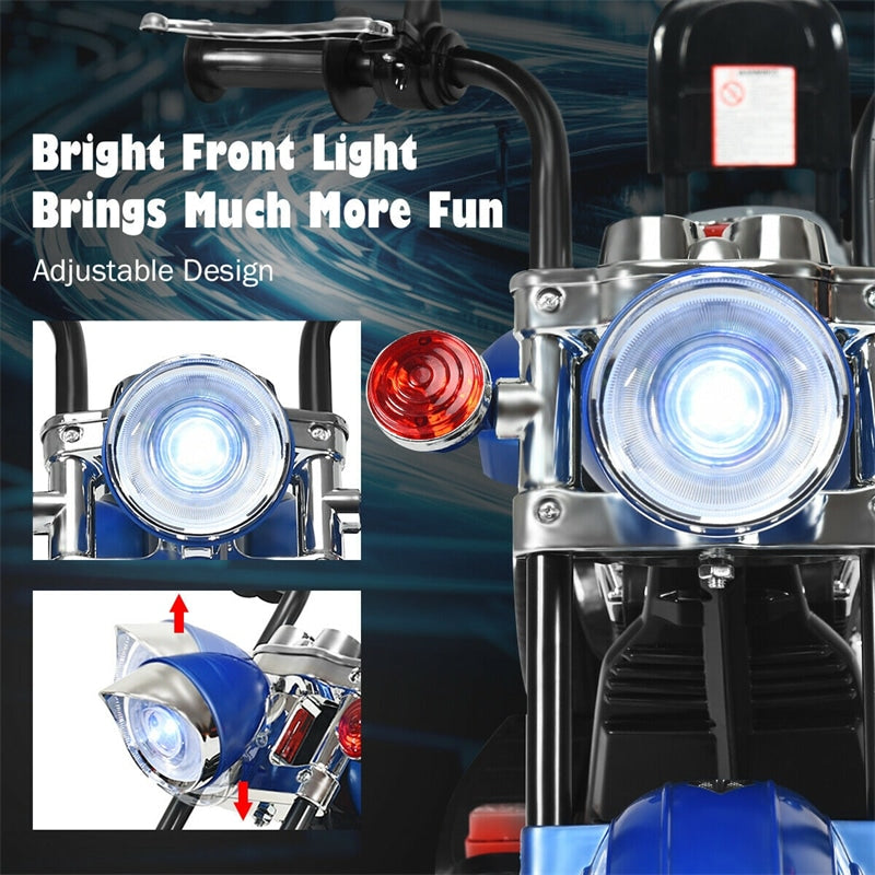 Kids Ride-On Motorcycle, 3-Wheel 6V Battery Powered Chopper Motorcycle with Headlight & Horn, ASTM-Certified Electric Toy for Boys & Girls Gifts