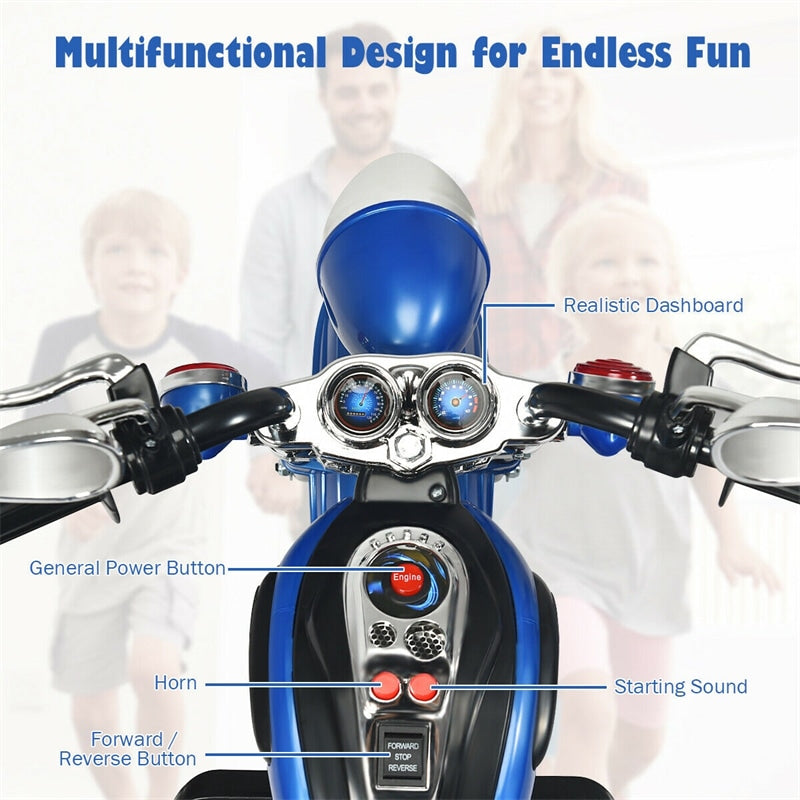 Kids Ride-On Motorcycle, 3-Wheel 6V Battery Powered Chopper Motorcycle with Headlight & Horn, ASTM-Certified Electric Toy for Boys & Girls Gifts