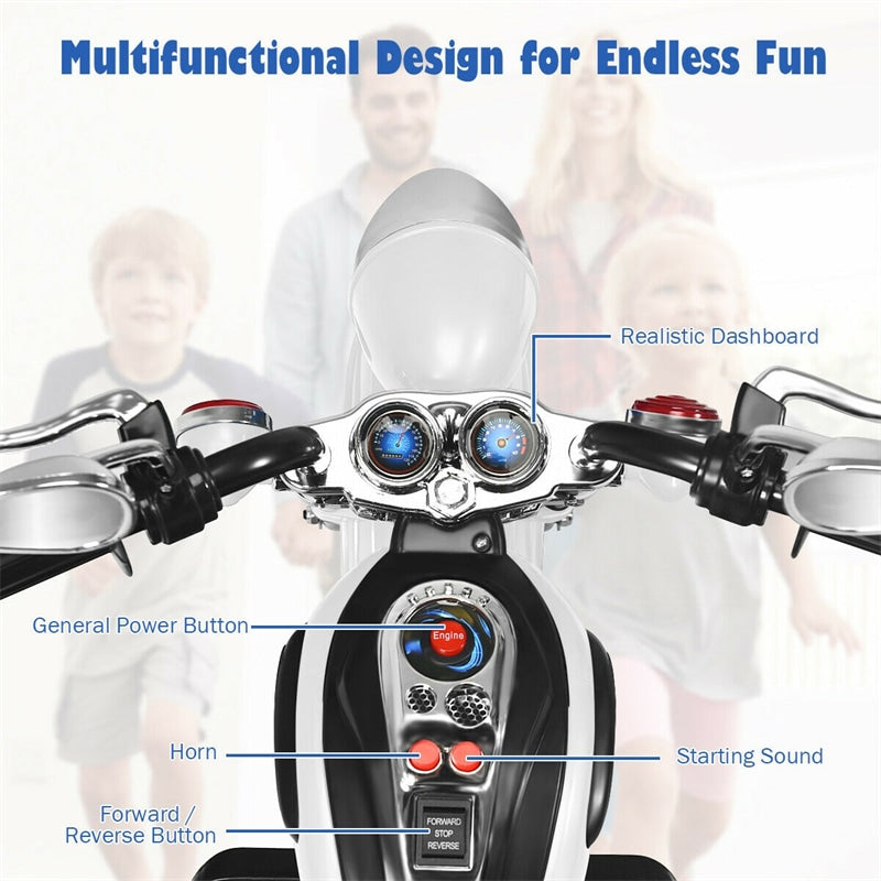 Kids Ride-On Motorcycle, 3-Wheel 6V Battery Powered Chopper Motorcycle with Headlight & Horn, ASTM-Certified Electric Toy for Boys & Girls Gifts