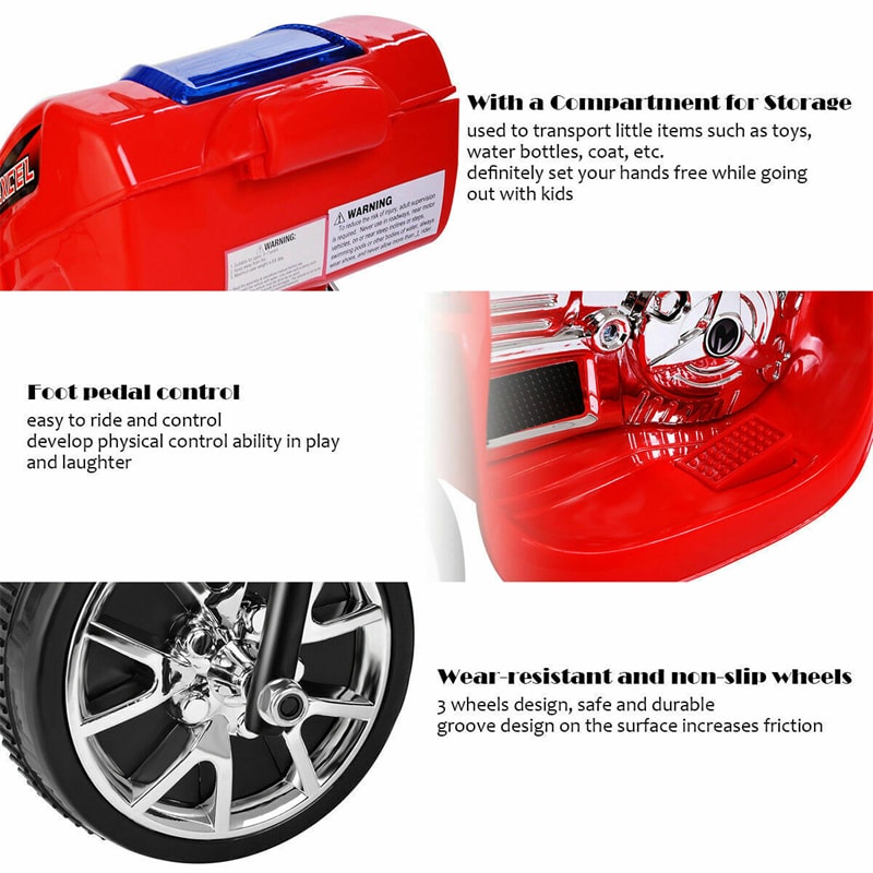 6V Kids Ride-On Motorcycle, Battery Powered 3-Wheel Motorcycle with LED Headlights, Music, Storage Trunk, Electric Motorcycle Toy for Boys/Girls