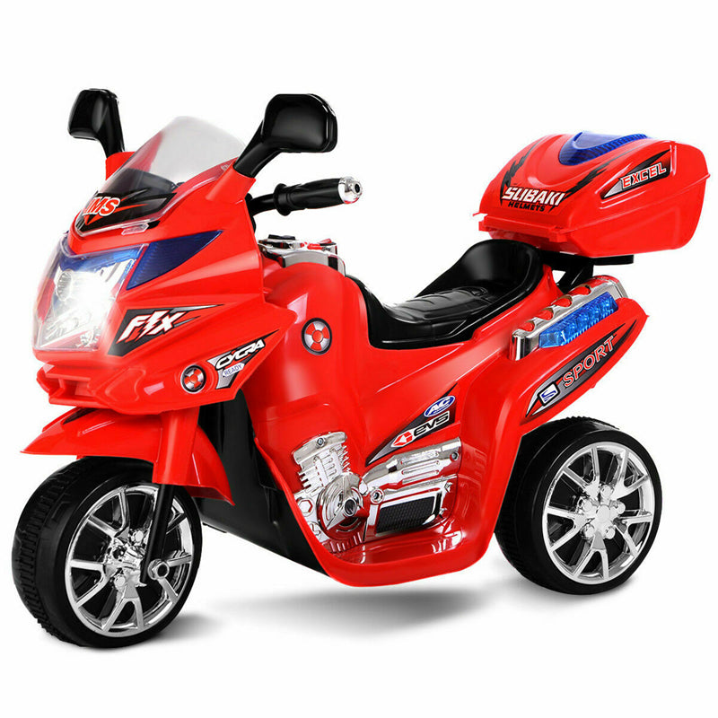 6V Kids Ride-On Motorcycle, Battery Powered 3-Wheel Motorcycle with LED Headlights, Music, Storage Trunk, Electric Motorcycle Toy for Boys/Girls