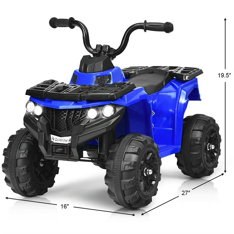 Kids Electric Ride-on ATV 6V Battery Powered 4 Wheeler Quad Car Toy with LED Headlights, Music & MP3 Player