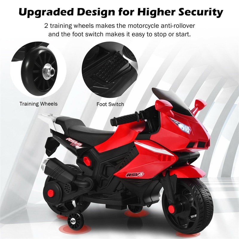 6V Battery Powered Ride On Motorbike Kids Electric Motorcycle with Training Wheels