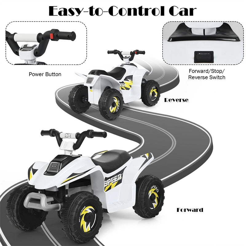 6V Kids Ride-on ATV Quad Mini 4 Wheeler Battery Powered Off-Road Vehicle with Anti-Slip Wheels