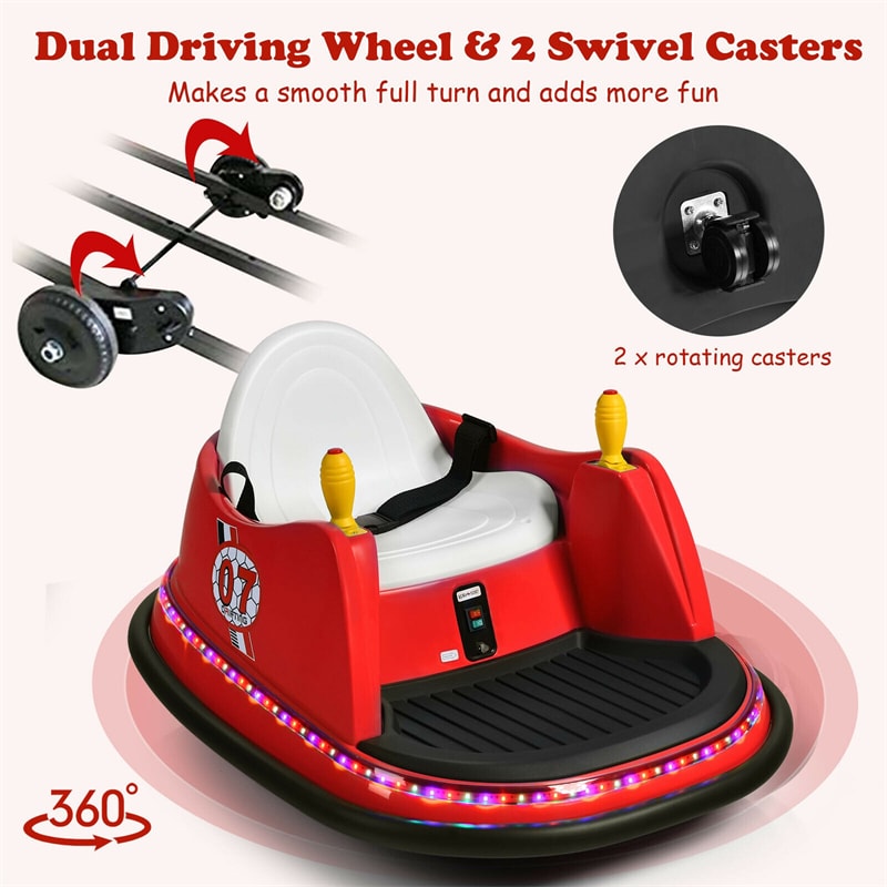 6V Kids Electric Bumper Car 360° Spin Race Toy with Remote Control
