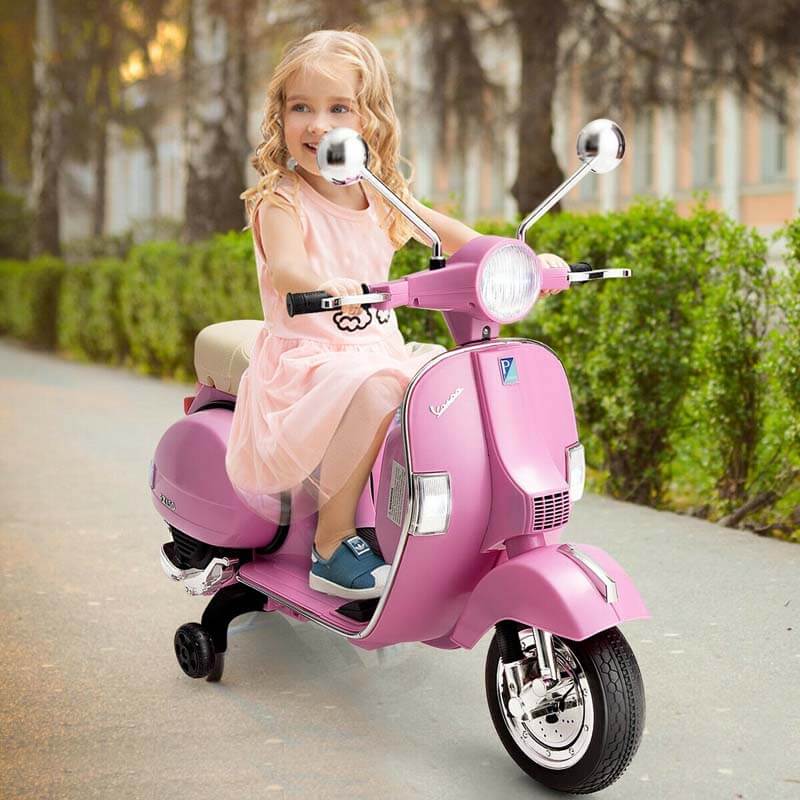 6V Kids Ride on Vespa Scooter Electric Motorcycle with Music and Lighting Effects