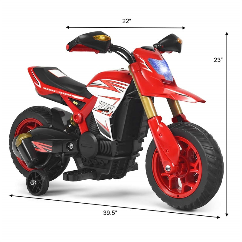 6V Electric Kids Ride-on Motorcycle Battery Motor Bike with Training Wheels LED Lights