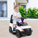Kids Ride on Push Car 6V Electric Toddler Foot-to-Floor Police Push Car with Megaphone Lights Siren & Under Seat Storage