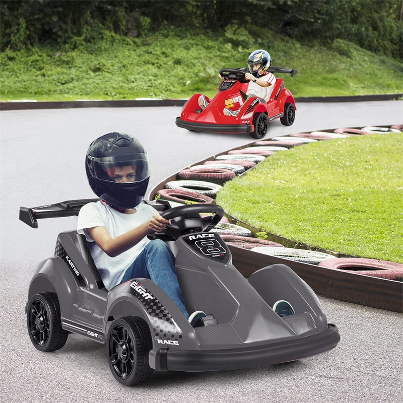 Electric Go Kart 6V Battery Powered Kids Ride-on Race Car 4 Wheel Formula Racer with Remote Control & Music